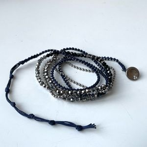 Chloe + Isabel Bead and Chain Wrap Bracelet in Navy